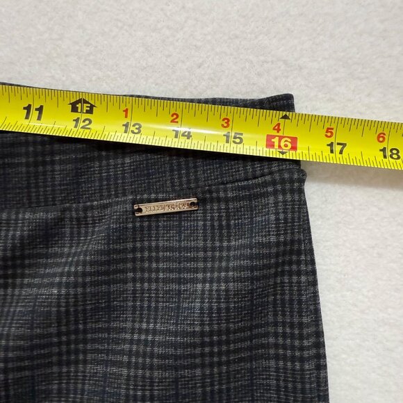 Ellen Tracy Women's Pull-on Stretch Mid Rise Skinny Plaid Black Pants Size L - Picture 7 of 10